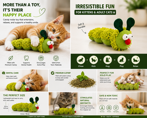 Cat Chew Toys Caterpillar Catnip Molar Toy Silvervine Cat Teaser Interaction Toy Clean Mouth Kitten Toy Pet Supplies Accessories