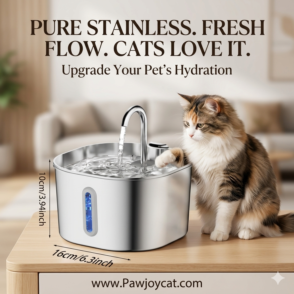 2.2L 5V USB Stainless Steel Cat Water Fountain Automatic Pet Water Auto Cat Drinking Fountain Dog Dispenser Drinker Bowl
