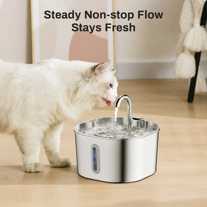 2.2L 5V USB Stainless Steel Cat Water Fountain Automatic Pet Water Auto Cat Drinking Fountain Dog Dispenser Drinker Bowl