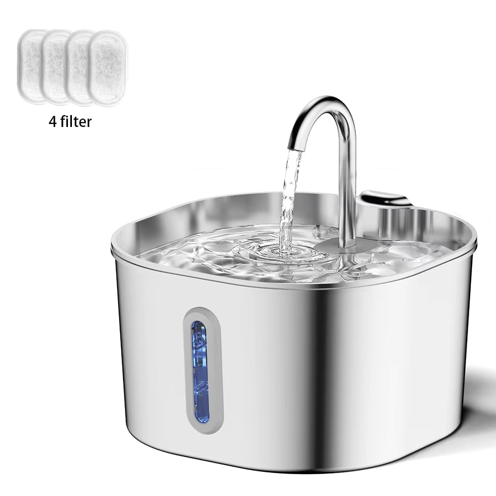 2.2L 5V USB Stainless Steel Cat Water Fountain Automatic Pet Water Auto Cat Drinking Fountain Dog Dispenser Drinker Bowl