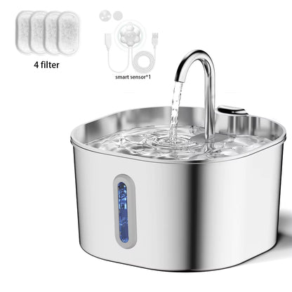 2.2L 5V USB Stainless Steel Cat Water Fountain Automatic Pet Water Auto Cat Drinking Fountain Dog Dispenser Drinker Bowl